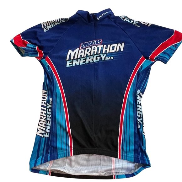 Voler Snickers Marathon Energy Bar Cycling Jersey Size S Blue/Red Made in USA - Picture 3 of 8